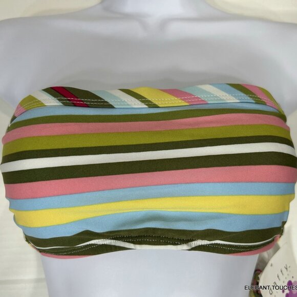 Daffy Waterwear Bikini Bandeau Swim Top Size L Womens Striped Triange fits M - Picture 1 of 7